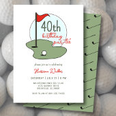Invitation Golf 40th Birthday Party Hand Drawn Modern Green