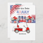 Invitation Golf 4 juillet Jour de l'Indépendance avec Barbecu (Devant / Derrière)