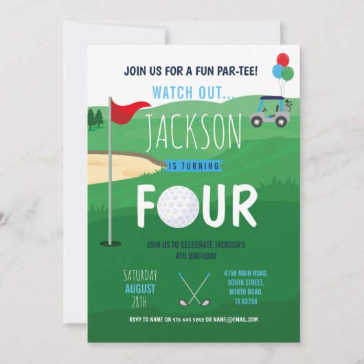 Invitation Golf 4e anniversaire Four Golf Course Clubs (Devant)