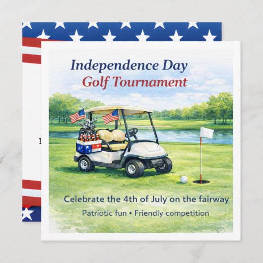 Invitation Golf  4th July Independence Day  (Devant / Derrière)