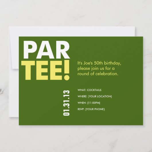 Invitation Golf 50e anniversaire (Dos)