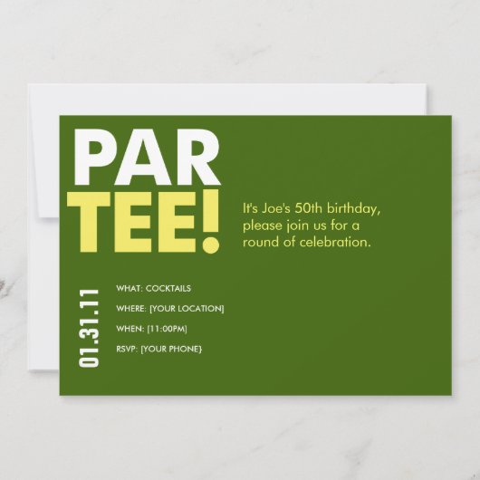 Invitation Golf 50e anniversaire (Dos)