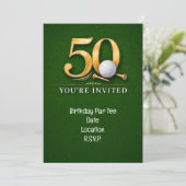 Invitation Golf 50e anniversaire avec golf sur gazon vert (Debout devant)