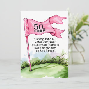 Invitation Golf 50e anniversaire Femme Golfer Pink thème
