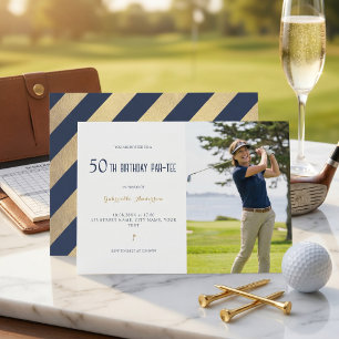 Invitation Golf 50e Anniversaire Fête Parfaite Élégant Bleu N
