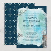 Invitation Golf 50th Birthday Party aquarelle (Devant / Derrière)