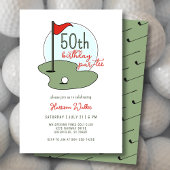 Invitation Golf 50th Birthday Party Hand Drawn Modern Green