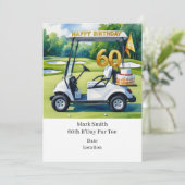 Invitation Golf 60e anniversaire avec Golf Panier sur mettre  (Debout devant)