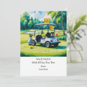 Invitation Golf 60e anniversaire avec Golf Panier sur mettre  (Debout devant)