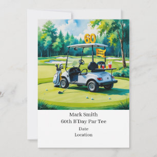 Invitation Golf 60e anniversaire avec Golf Panier sur mettre