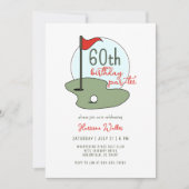 Invitation Golf 60th Birthday Party Hand Drawn Modern Green (Devant)