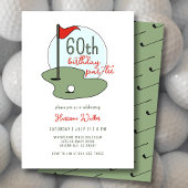 Invitation Golf 60th Birthday Party Hand Drawn Modern Green