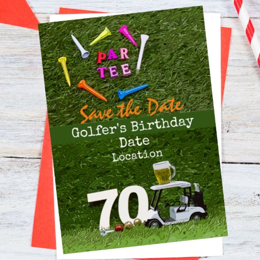 Invitation Golf 70e anniversaire avec golf balle