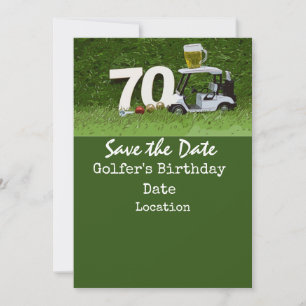 Invitation Golf 70e anniversaire avec voiturette de golf pour