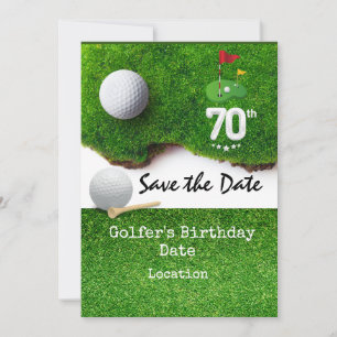 Invitation Golf 70ème anniversaire avec voiturette de golf