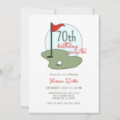 Invitation Golf 70th Birthday Party Hand Drawn Modern Green (Devant)
