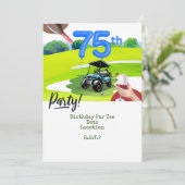 Invitation Golf 75e anniversaire pour golfeur avec voiturette (Debout devant)