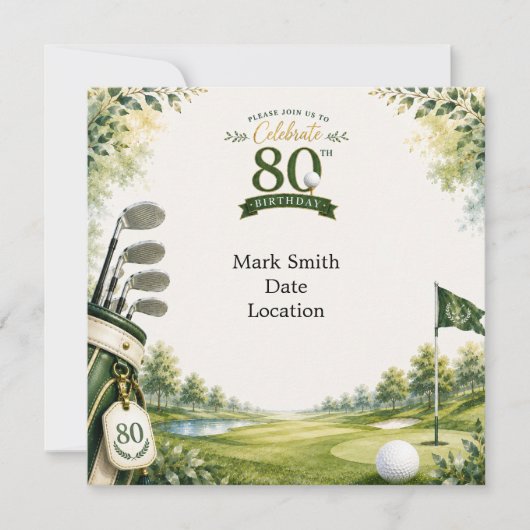 Invitation Golf 80e Anniversaire  (Devant)