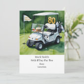 Invitation Golf 80e anniversaire avec Golf Panier sur mettre  (Debout devant)