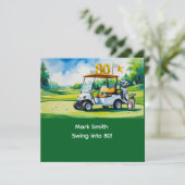 Invitation Golf 80e anniversaire avec voiturette de golf sur (Debout devant)