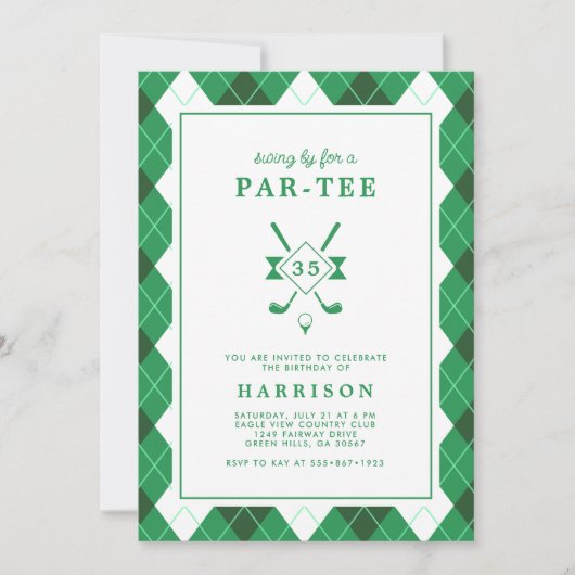 Invitation Golf À Thème Anniversaire Fête N'Importe Quel Âge  (Devant)