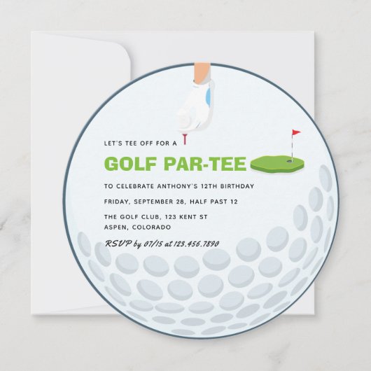 Invitation Golf à thème fête d'anniversaire (Devant)