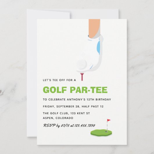Invitation Golf à thème fête d'anniversaire (Devant)