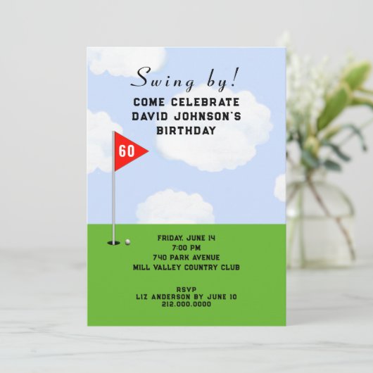 Invitation Golf à thème fête d'anniversaire (Debout devant)