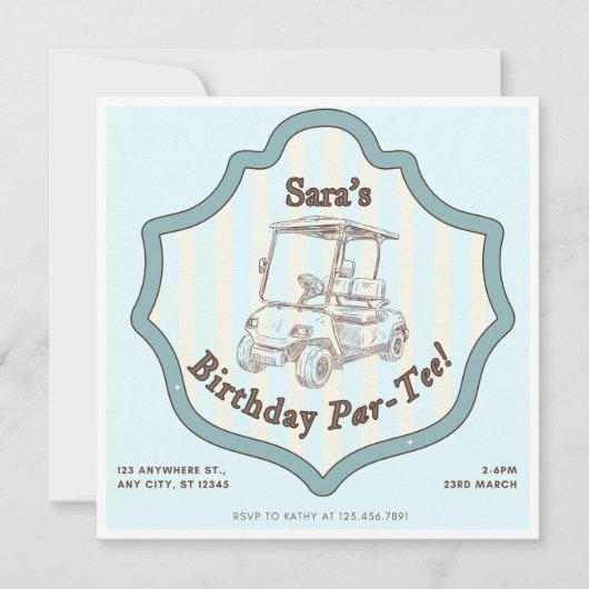 Invitation Golf à thème fête d'anniversaire (Devant)