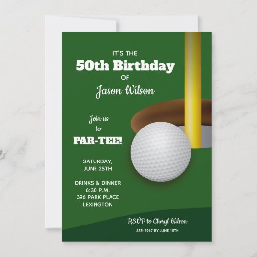 Invitation Golf Adulte fête d'anniversaire (Devant)