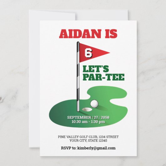 Invitation Golf Anniversaire Conception de fête (Dos)