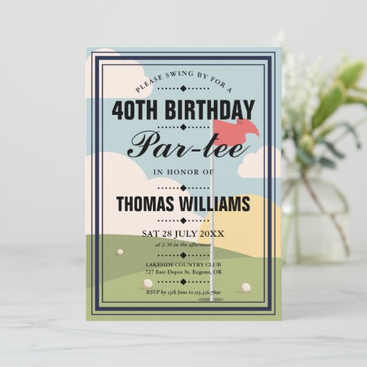 Invitation Golf Anniversaire de la fête de la Parte (Debout devant)
