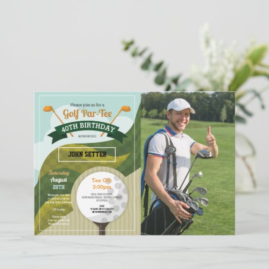 Invitation Golf Anniversaire Fête N'importe quel âge Golf Pho (Debout devant)