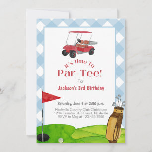Invitation Golf Anniversaire fête retraite Bleu aquarelle