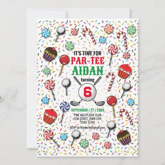 Invitation Golf Anniversaire Par Tee Design (Devant)