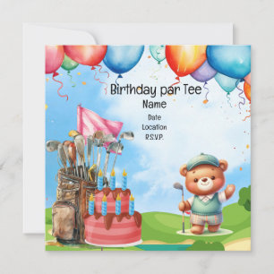 Invitation Golf Anniversaire pour la partie de golf pour enfa