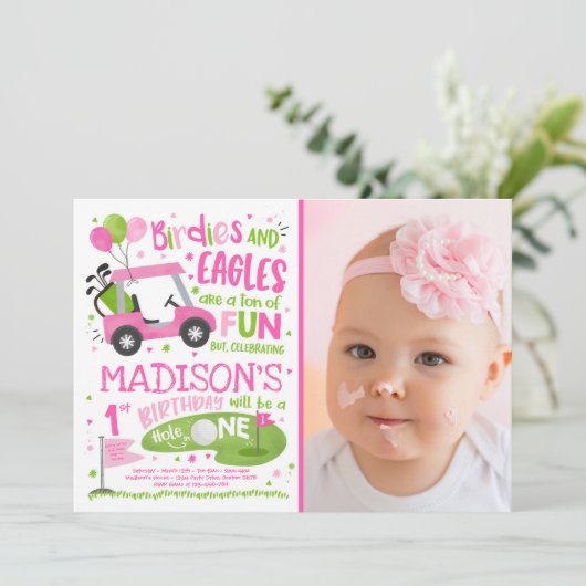Invitation Golf Anniversaire Trou en un Golf 1er Anniversaire (Debout devant)