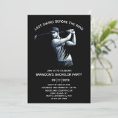 Invitation Golf Aquarelle Bachelor Party Noir (Debout devant)