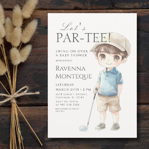 Invitation Golf au lavis pour garçon Lâcher les ballons pour