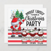 Invitation Golf avec le golfeur du Noël du Père Noël (Devant / Derrière)