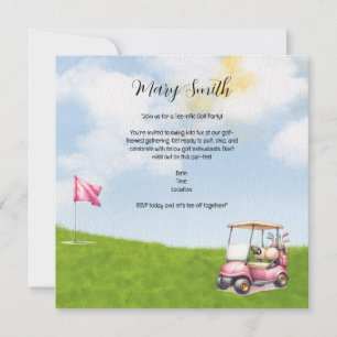 Invitation Golf avec nom pour golfeur avec voiturette de golf