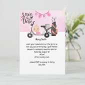 Invitation Golf Baby Girl pour Baby shower sur rose (Debout devant)