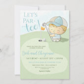 Invitation Golf Baby shower Cute Boy Par Tee Coed Party (Devant)