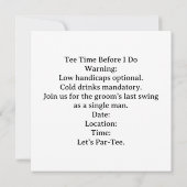 Invitation Golf Bachelor Par-Tee Golf Theme Invite | Heure de (Dos)