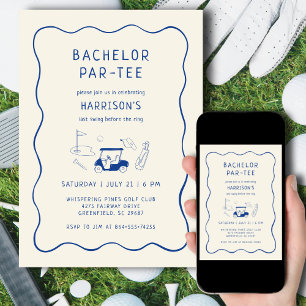 Invitation Golf Bachelor Party Dernière main coudée bleu