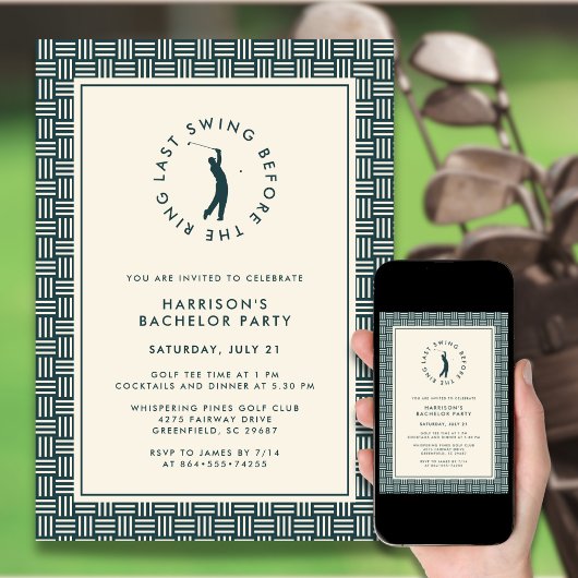 Invitation Golf Bachelor Party Dernière swing avant l'anneau