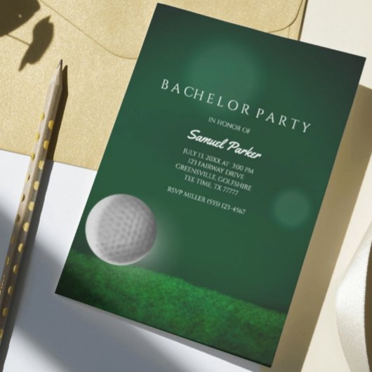 Invitation Golf Bachelor Party Green - Golf Ball - Golfeurs