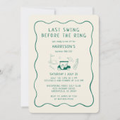 Invitation Golf Bachelor Party Hand Drawn Last Swing Green  (Devant)