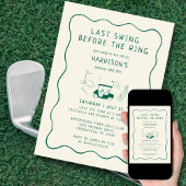 Invitation Golf Bachelor Party Hand Drawn Last Swing Green 