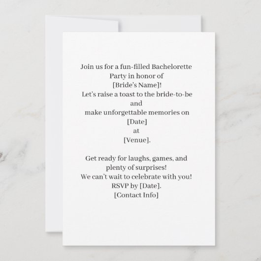 Invitation Golf Bachelorette Party sur golf (Dos)